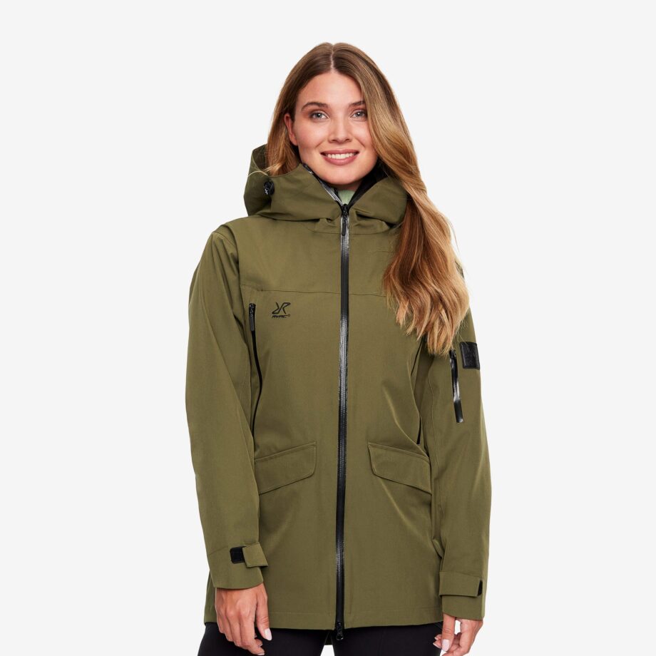 Revolution Race Monsoon Jacket - Dam - Olive Night, Storlek:S - Skaljacka & Vindjacka
