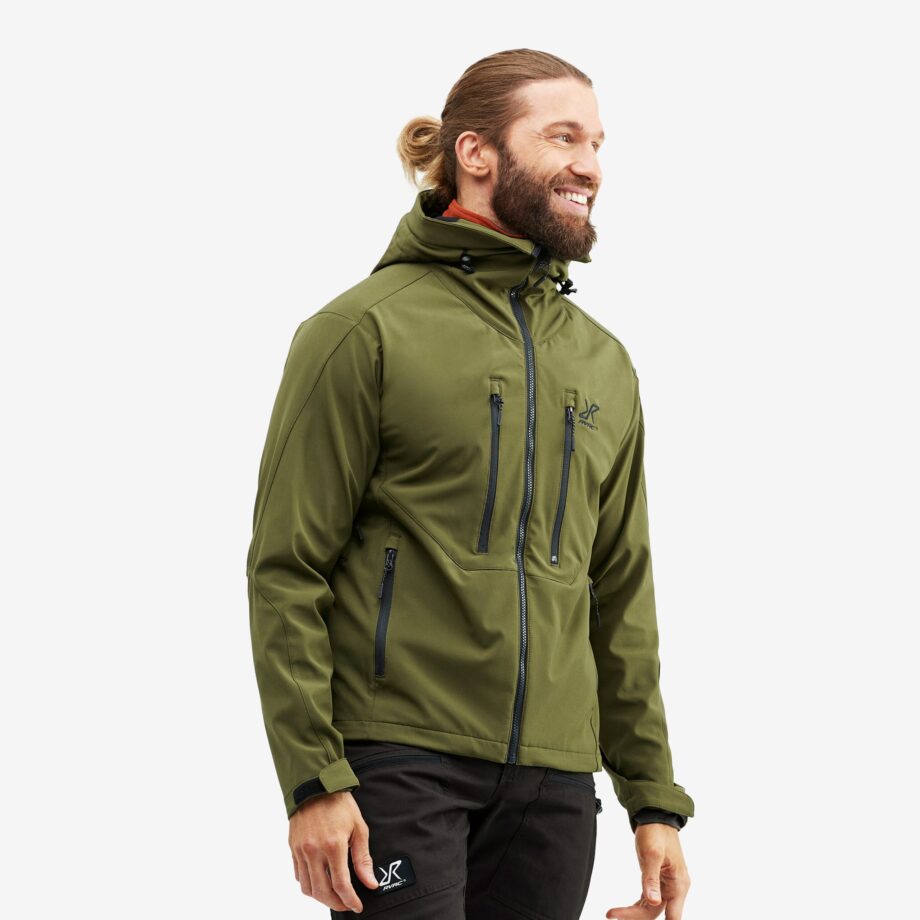 Revolution Race Trail Jacket - Herr - Dark Olive, Storlek:S - Jackor > Softshelljackor