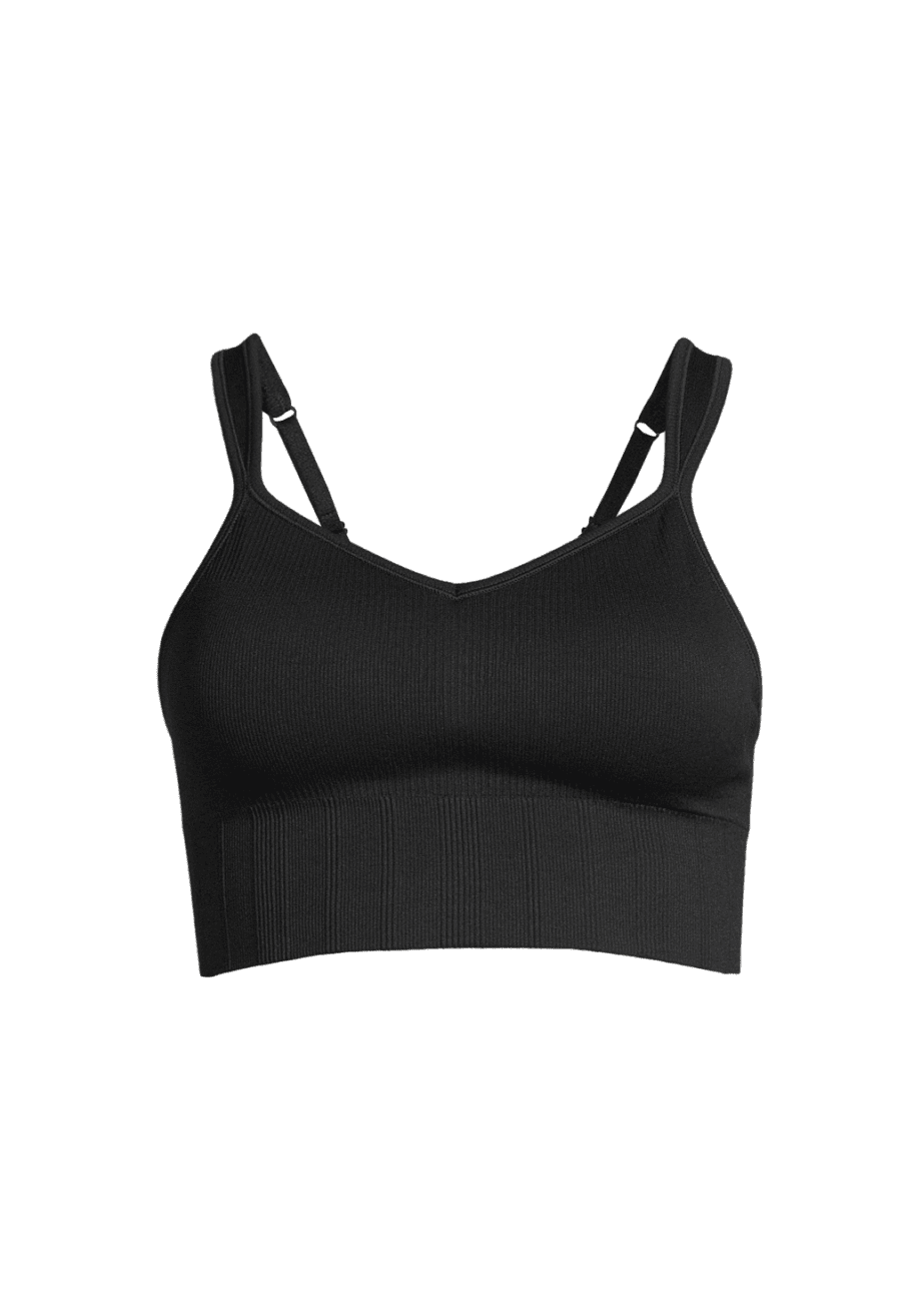Casall Seamless Rib Padded Sports Bra - Black