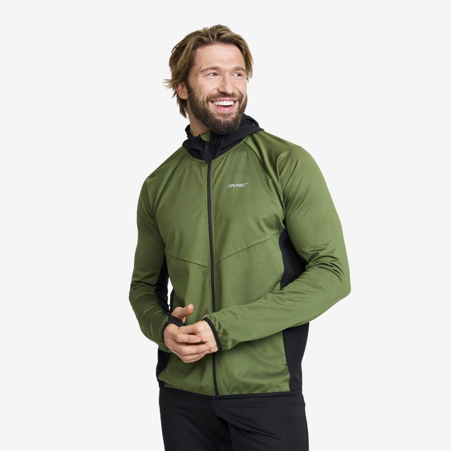 Revolution Race Pace Hooded Wind Jacket - Herr - Cypress, Storlek:S - Jackor > Vindjackor