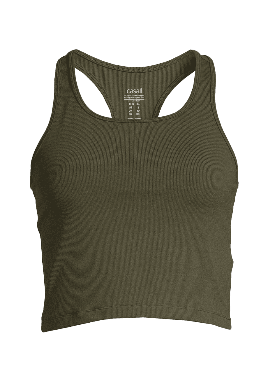 Casall Crop Rib Racerback - Forest Green
