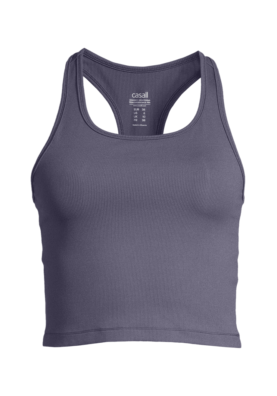 Casall Crop Rib Racerback - Nordic Blue