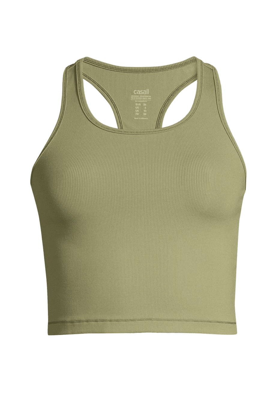 Casall Crop Rib Racerback - Jade Green