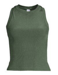 Casall Shiny Rib Crop Top - Northern Green