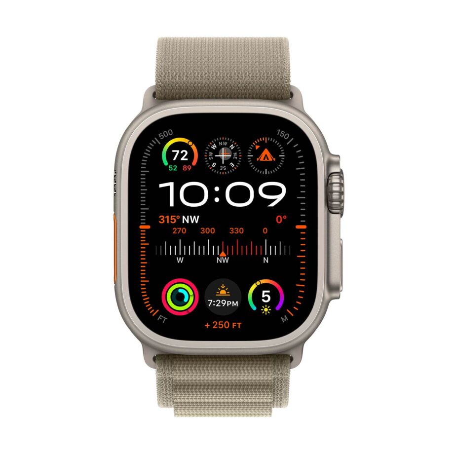 Apple Watch Ultra 2 GPS+Cell, 49mm Titan Case Olive Alpine Loop - Medium