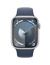 Apple Watch Series 9 GPS+Cell 45mm Silver AluCase Storm Blue Sport Band - M/L