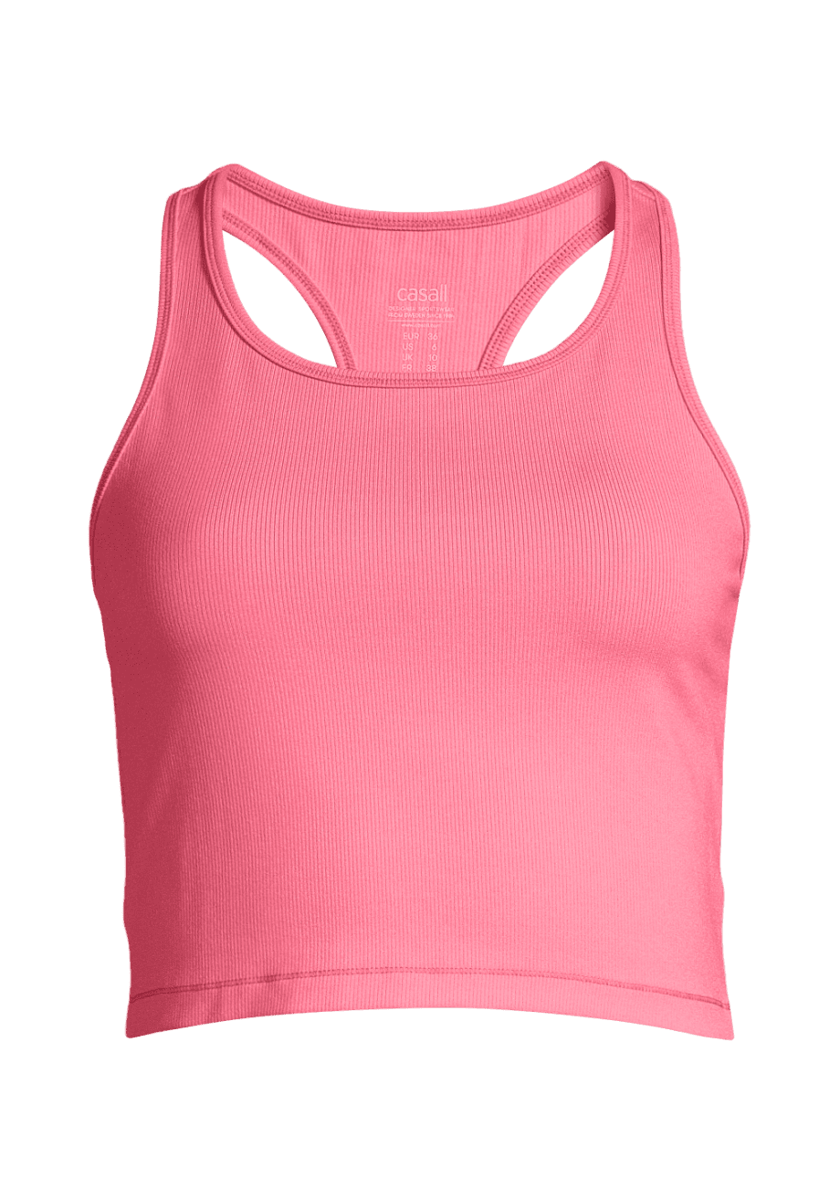 Casall Crop Rib Racerback - Vibrant Pink