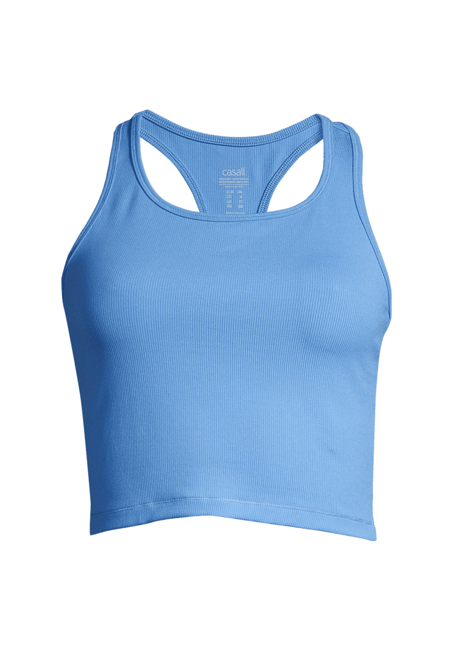 Casall Crop Rib Racerback - Crete Blue