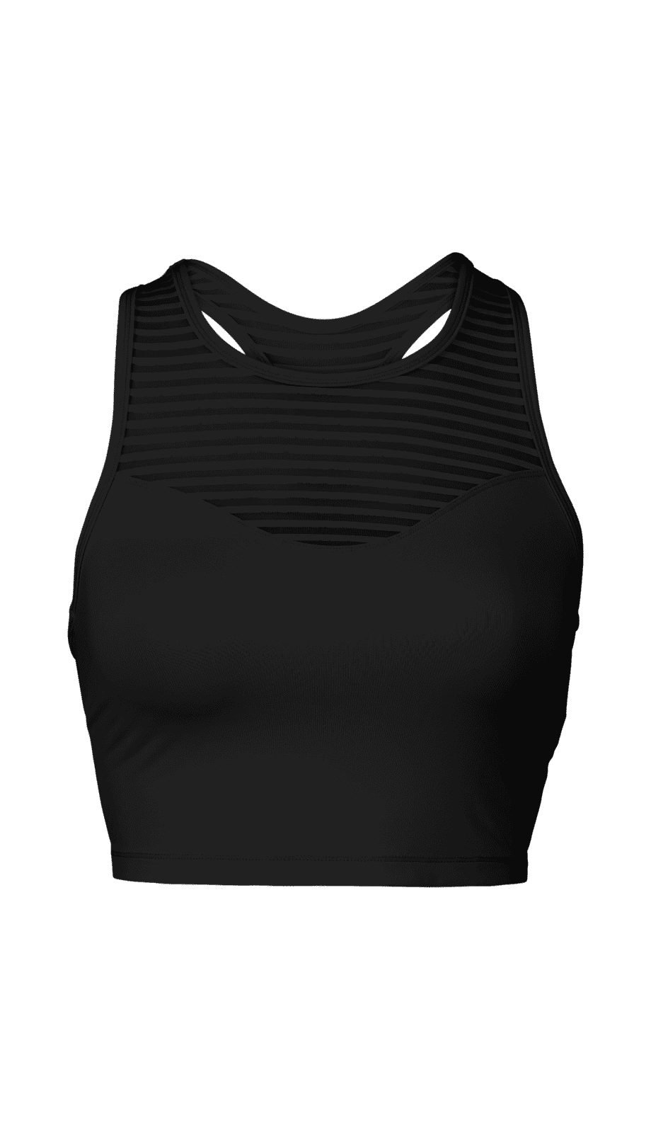 Casall Stripe Mesh Crop Top - Black
