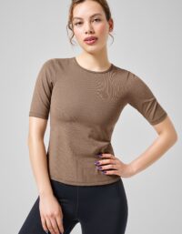 Casall Rib Tee - Taupe Brown