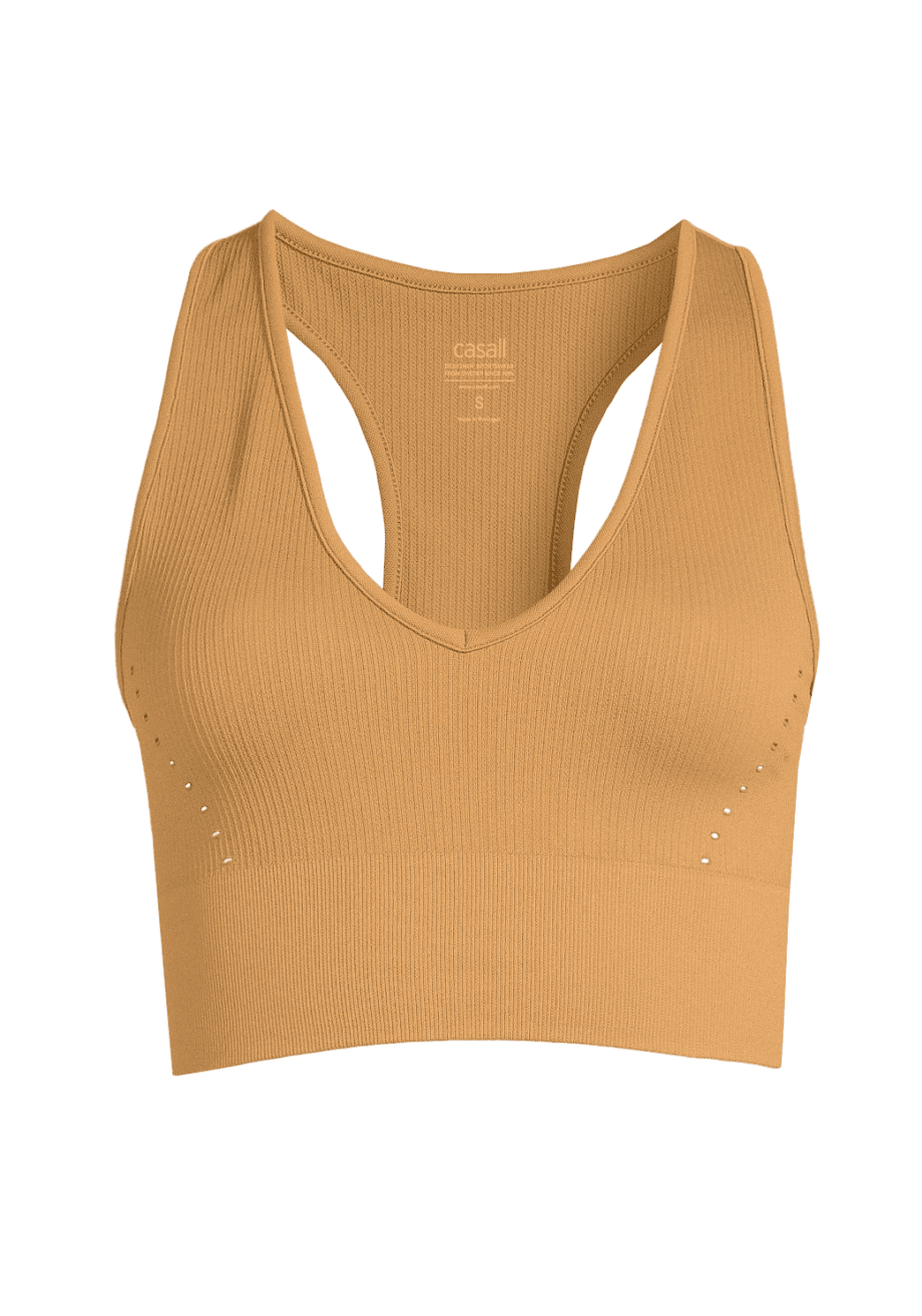 Casall Seamless Femme V-neck Top - Brass Yellow