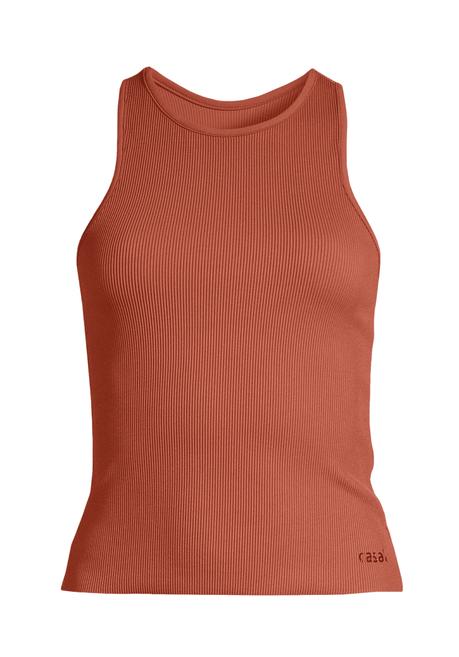 Casall Defined Rib Racerback - Burnt Sienna Red