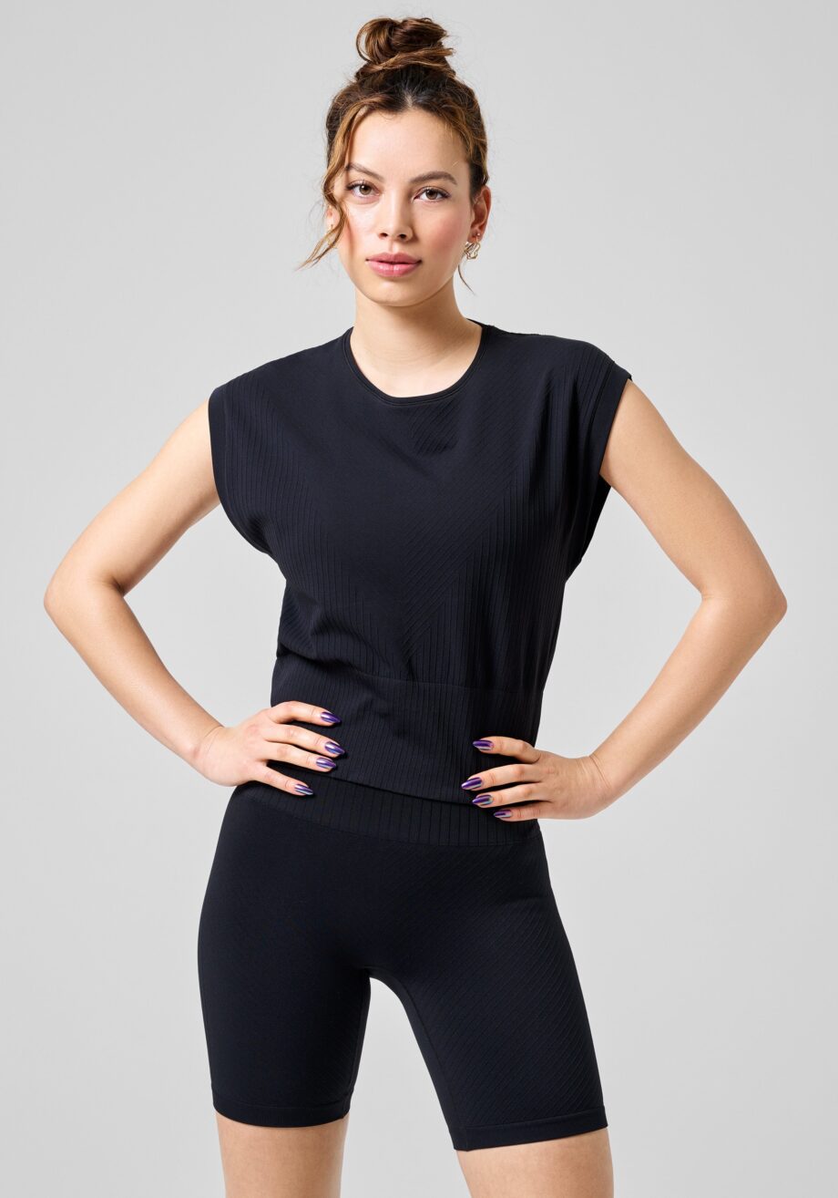 Casall Seamless Graphical Rib Tee - Black