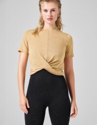 Casall Delight Short Wrap Tee - Sugar Brown