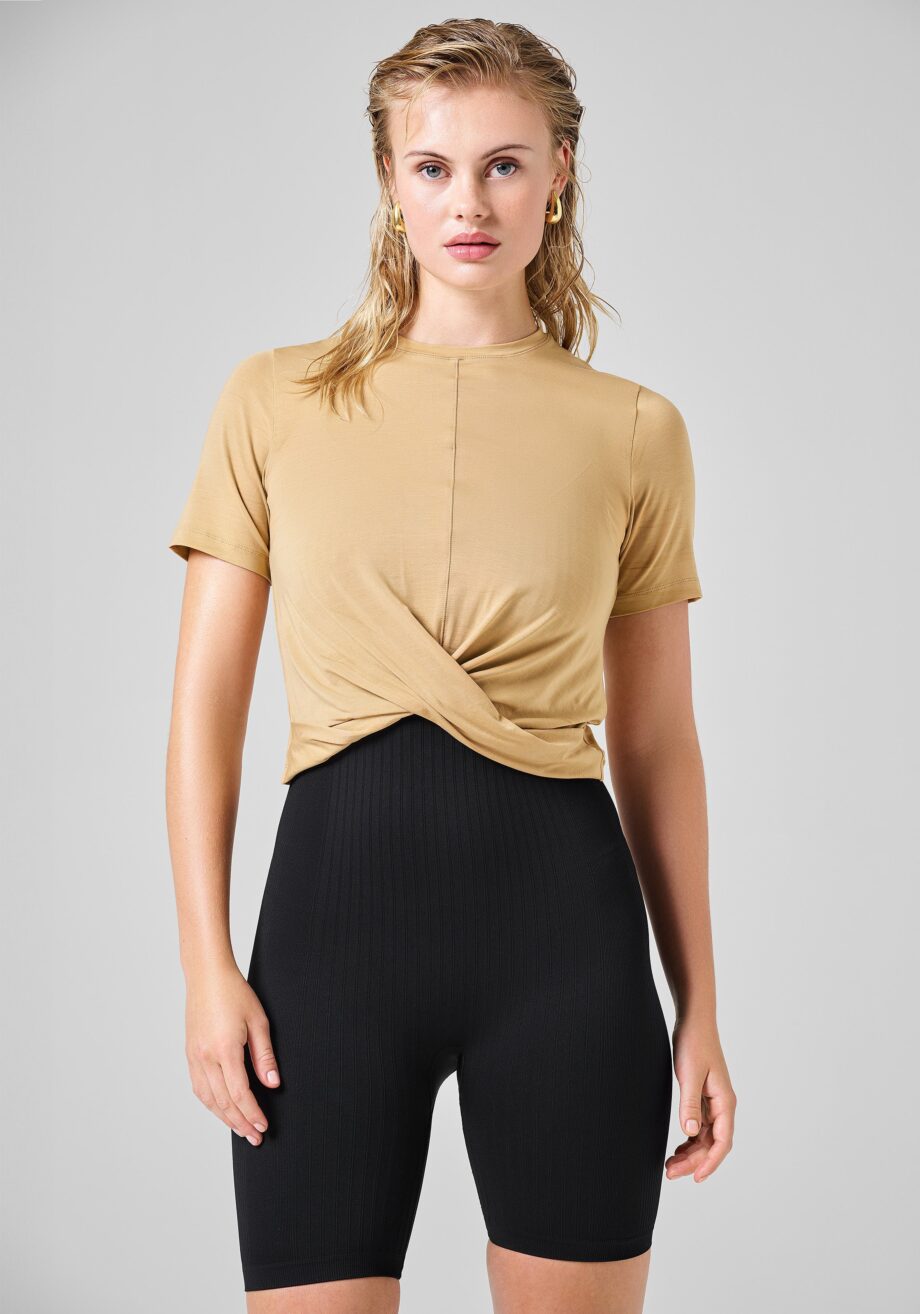 Casall Delight Short Wrap Tee - Sugar Brown