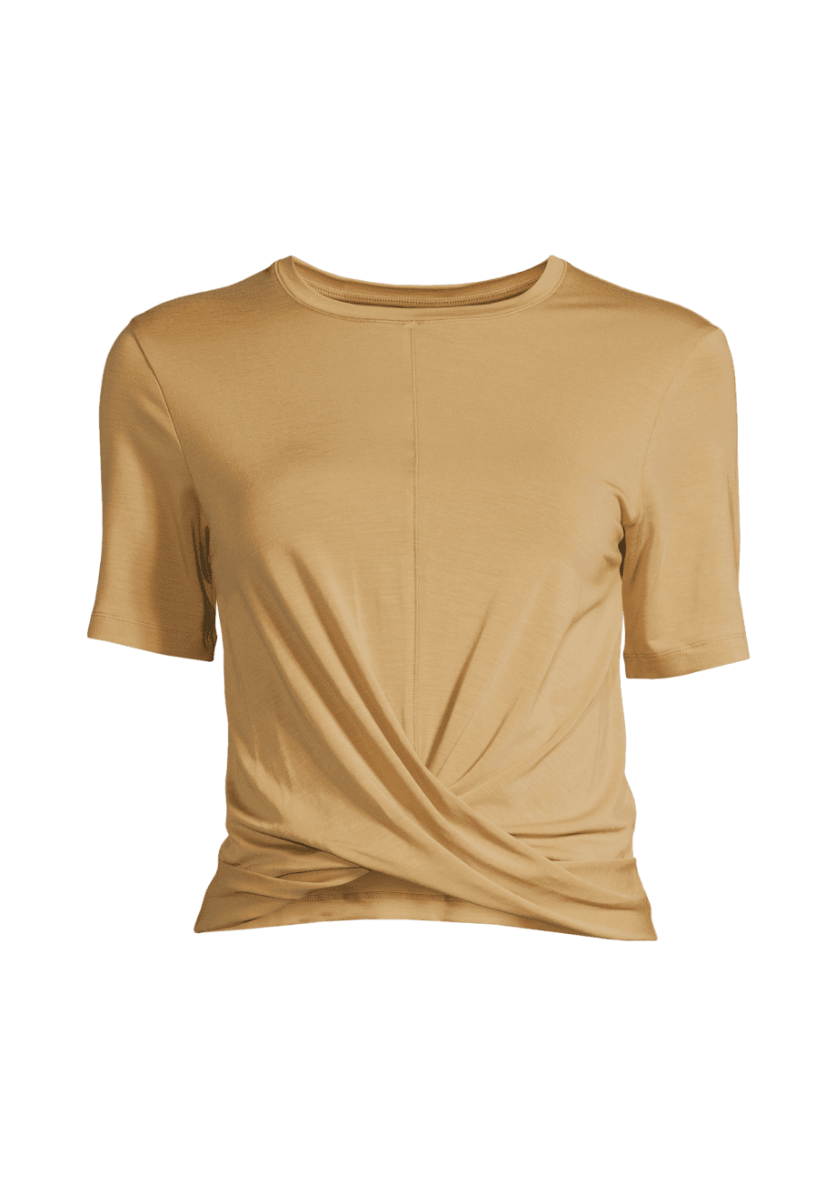 Casall Delight Short Wrap Tee - Sugar Brown