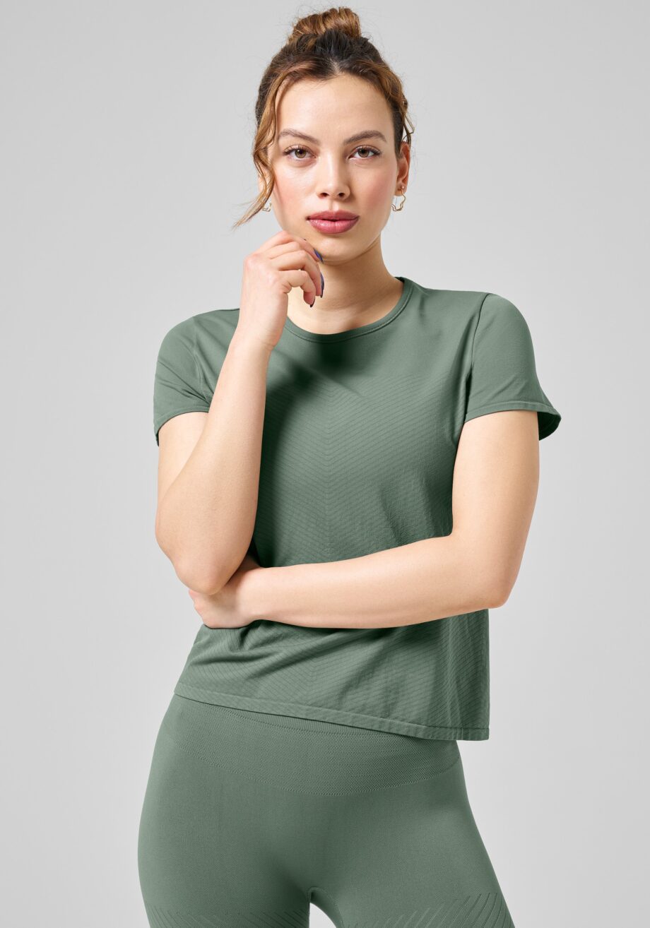 Casall Essential Block Seamless Tee - Dusty Green