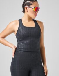 Casall Sandy Square Neck Printed Top - HoundstoothShiny Black