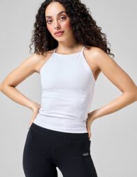 Casall Built-In-Bra Halterneck Tank - White