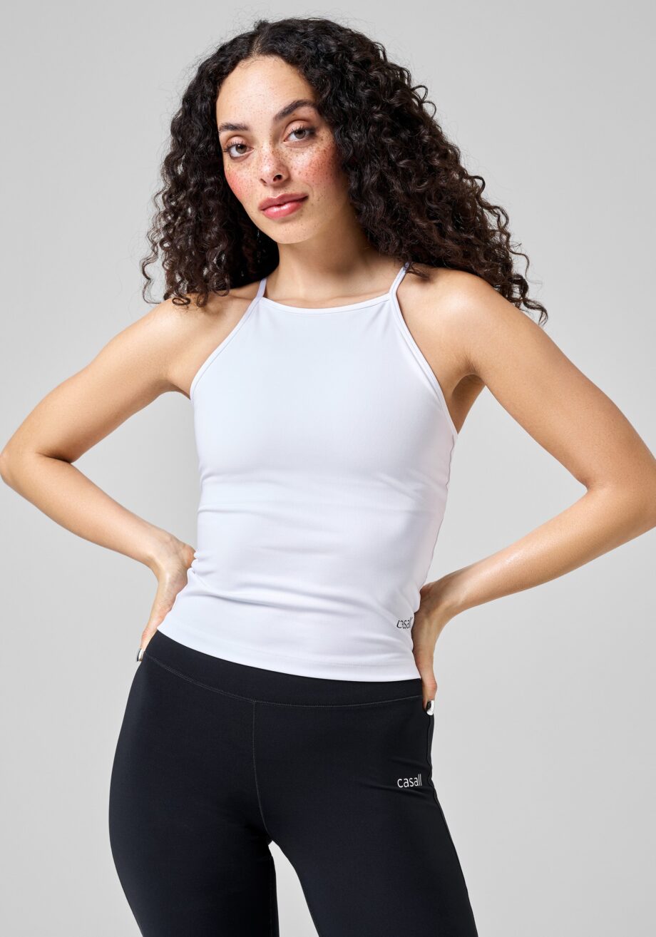 Casall Built-In-Bra Halterneck Tank - White