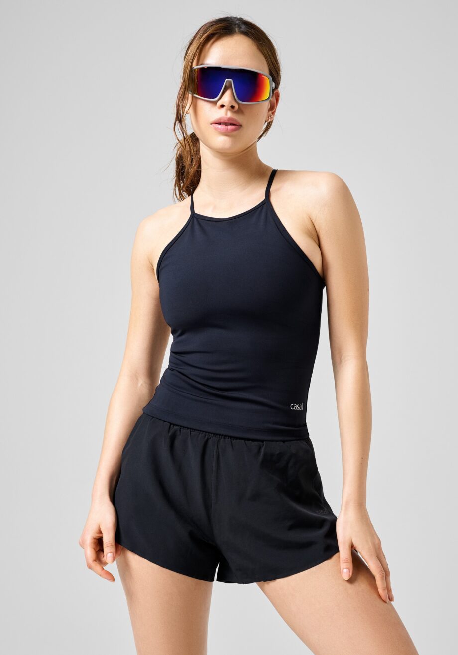 Casall Built-In-Bra Halterneck Tank - Black