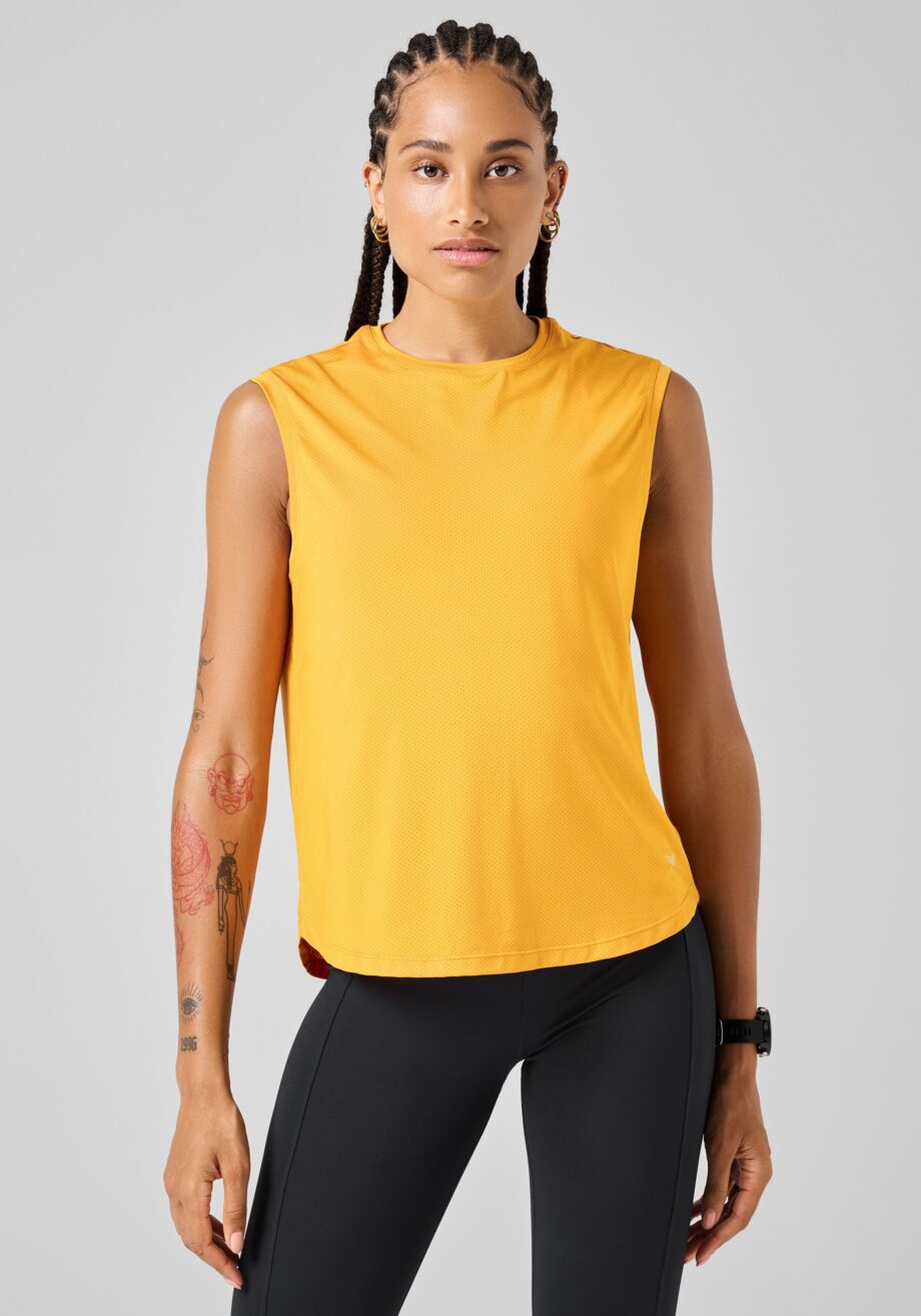 Casall Laser Mesh Muscle Tank - Yellow Glaze