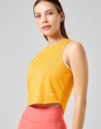 Casall Laser Mesh Crop Top - Yellow Glaze