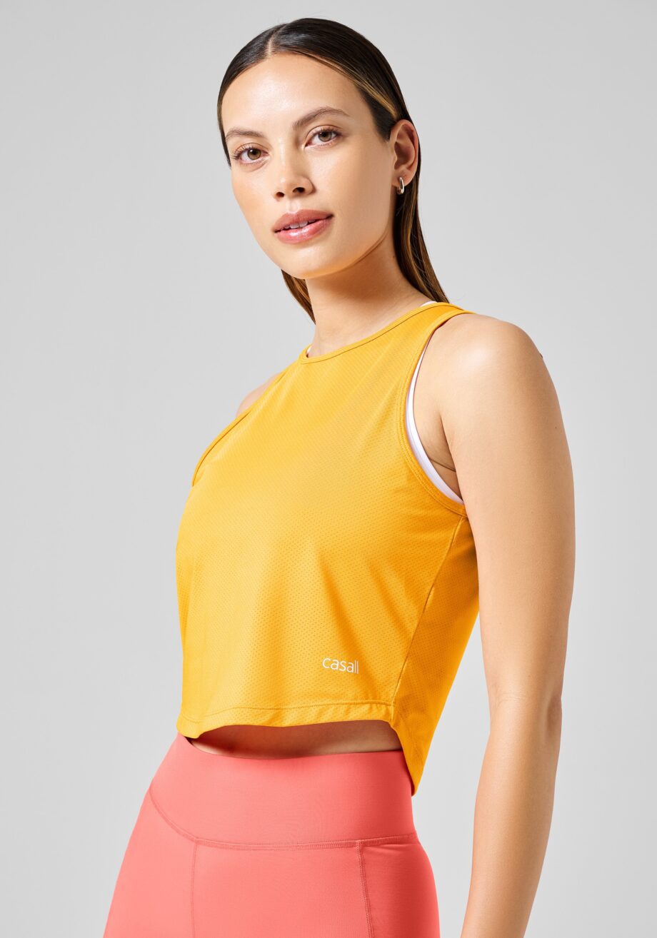 Casall Laser Mesh Crop Top - Yellow Glaze