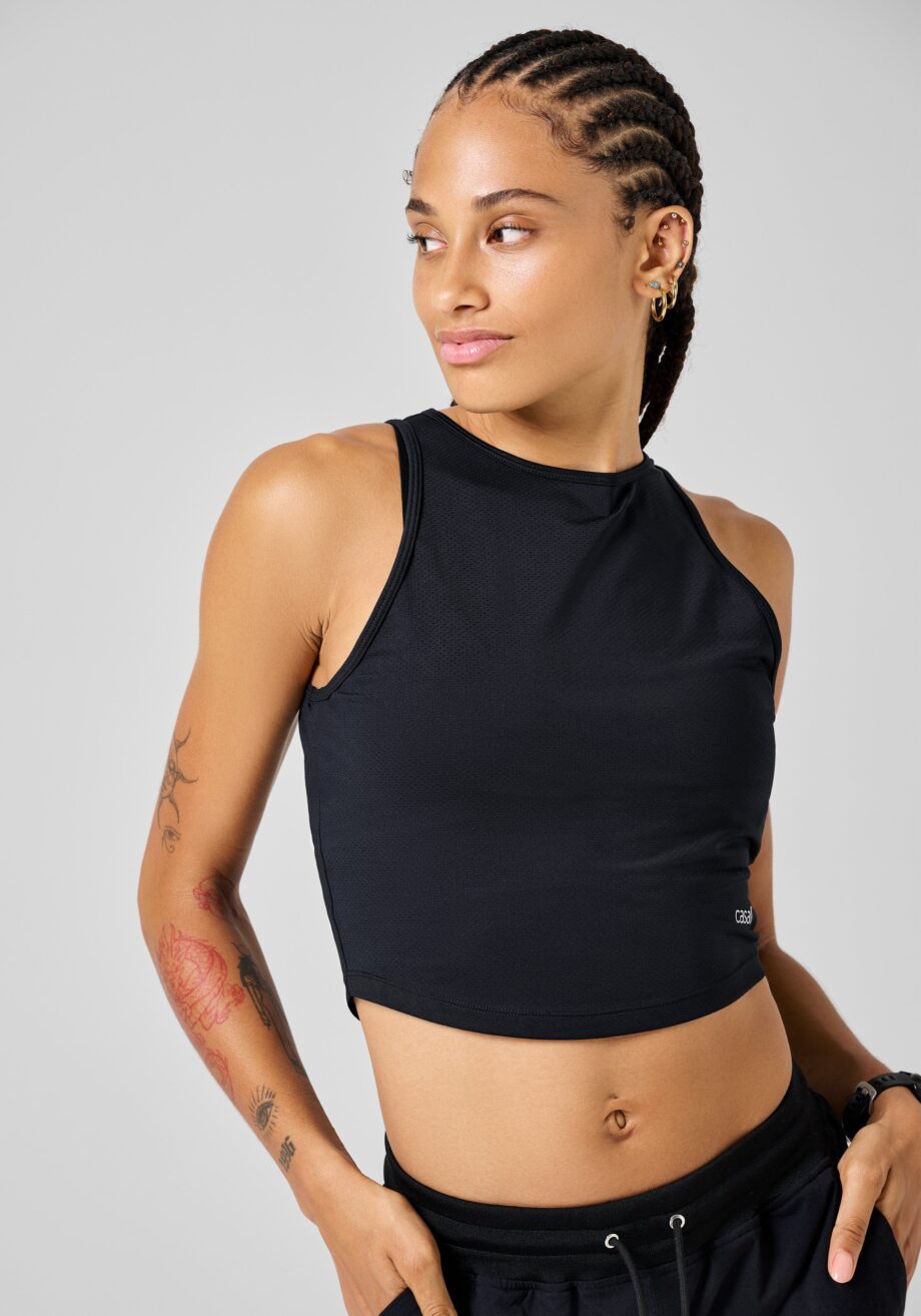 Casall Laser Mesh Crop Top - Black