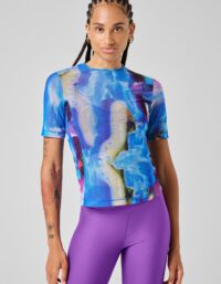 Casall Sheer Mesh Tee - Blue Nostalgia