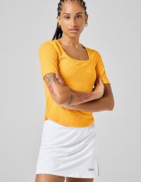 Casall Scoop Rib Tee - Yellow Glaze