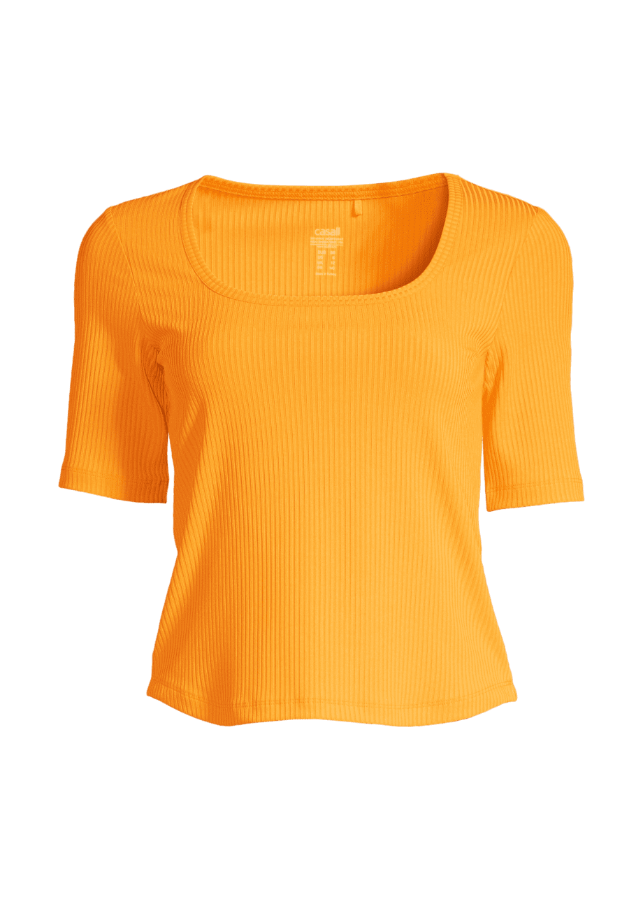 Casall Scoop Rib Tee - Yellow Glaze