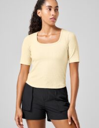 Casall Scoop Rib Tee - Milky Vanilla