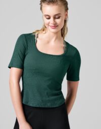 Casall Scoop Rib Tee - Dark Pine