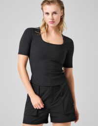 Casall Scoop Rib Tee - Black