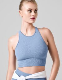 Casall Multi Rib Seamless Padded Sports Top - Sense Blue