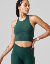 Casall Multi Rib Seamless Padded Sports Top - Dark Pine