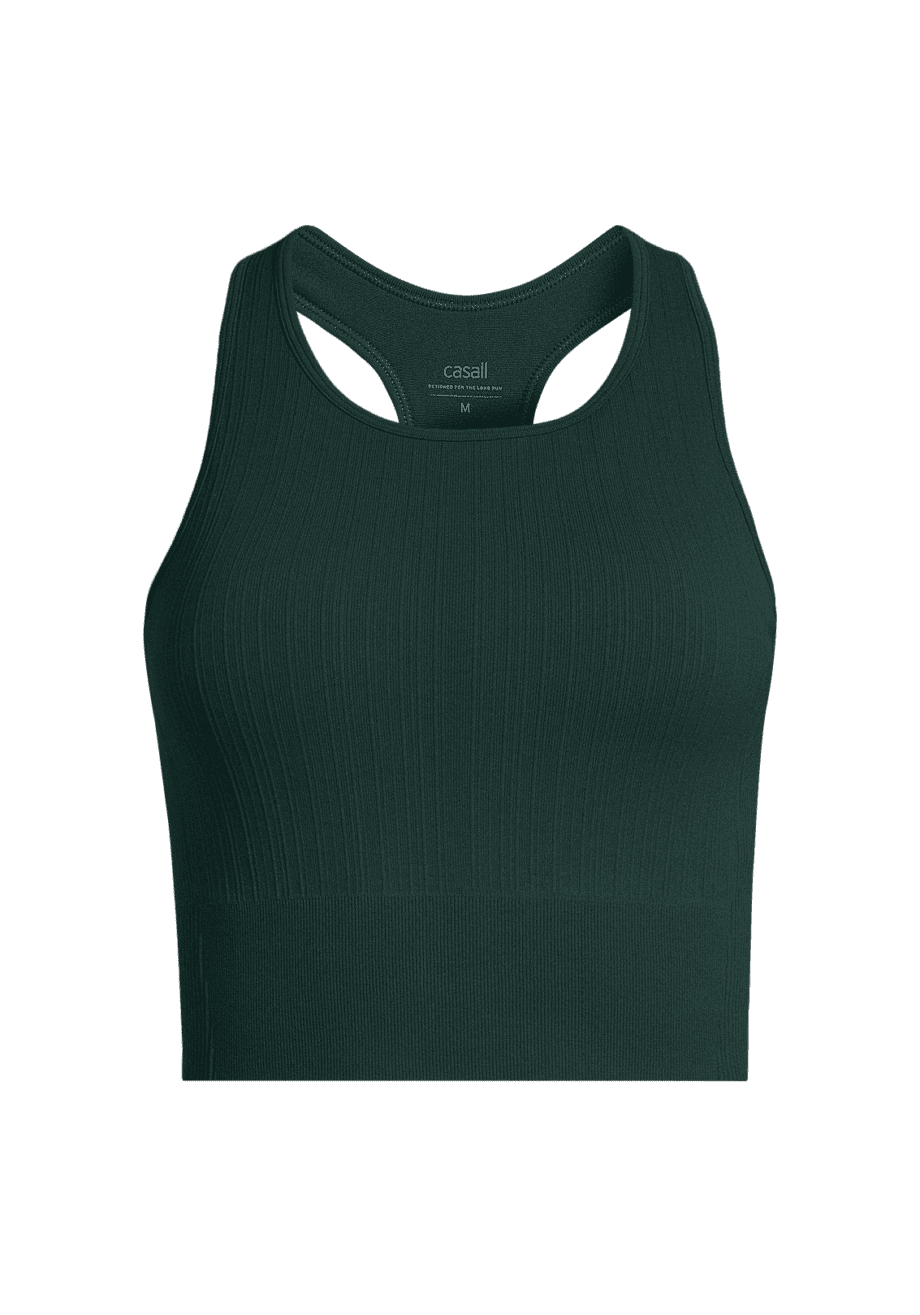 Casall Multi Rib Seamless Padded Sports Top - Dark Pine