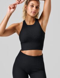Casall Multi Rib Seamless Padded Sports Top - Black