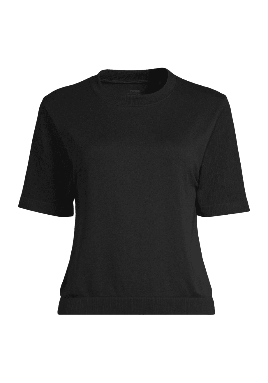 Casall Seamless Rib Sleeve Tee - Black