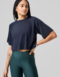 Casall Laser Mesh Crop Tee - Black