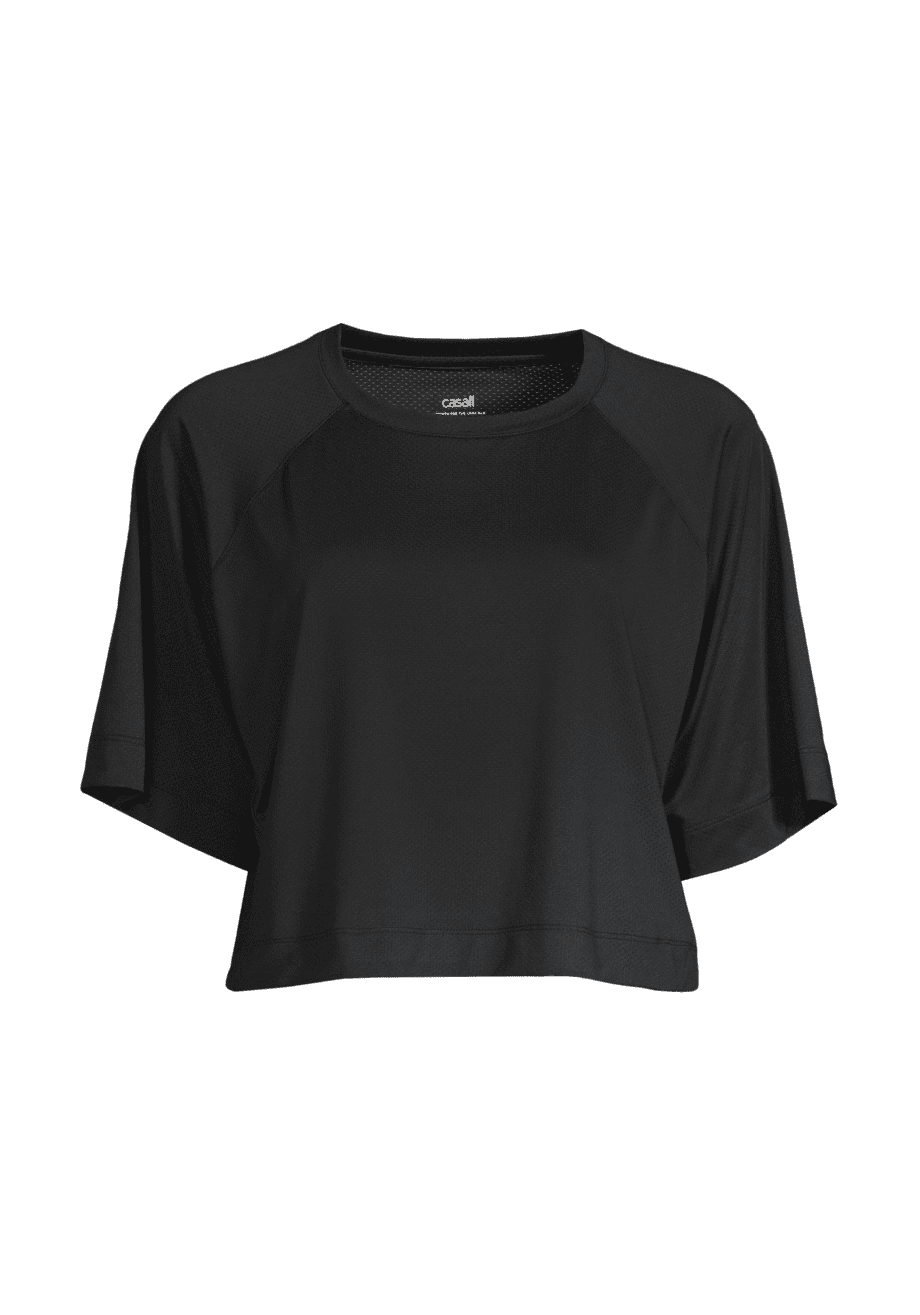 Casall Laser Mesh Crop Tee - Black