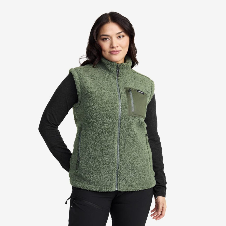 Revolution Race Bigfoot Pile Vest - Dam - Dusty Green, Storlek:2XL - Västar