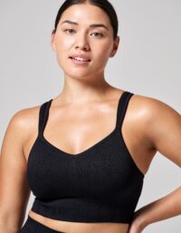 Casall Seamless Rib Padded Sports Bra - Black