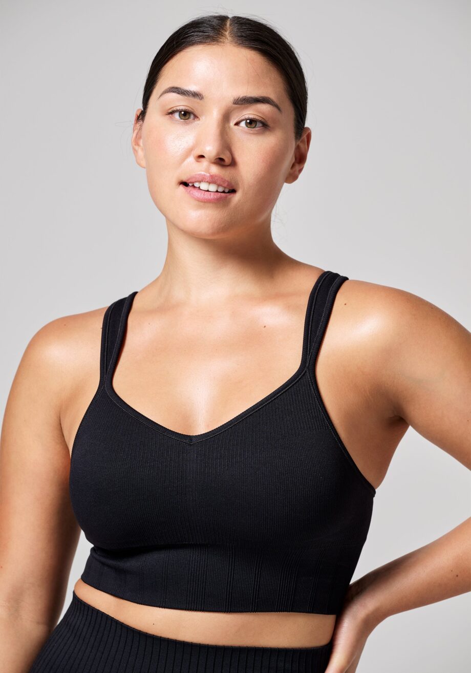Casall Seamless Rib Padded Sports Bra - Black