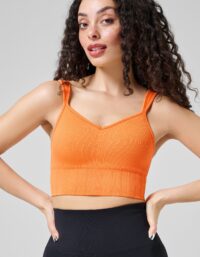 Casall Seamless Rib Padded Sports Bra - Juicy Orange