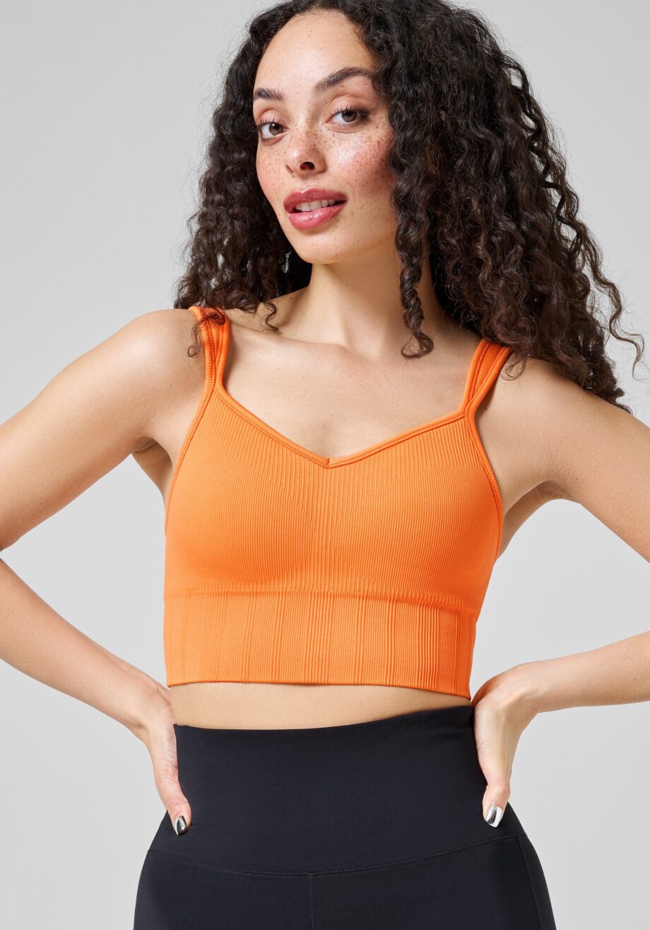 Casall Seamless Rib Padded Sports Bra - Juicy Orange