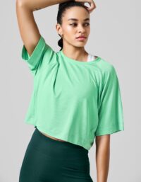 Casall Laser Mesh Crop Tee - Apple Crush