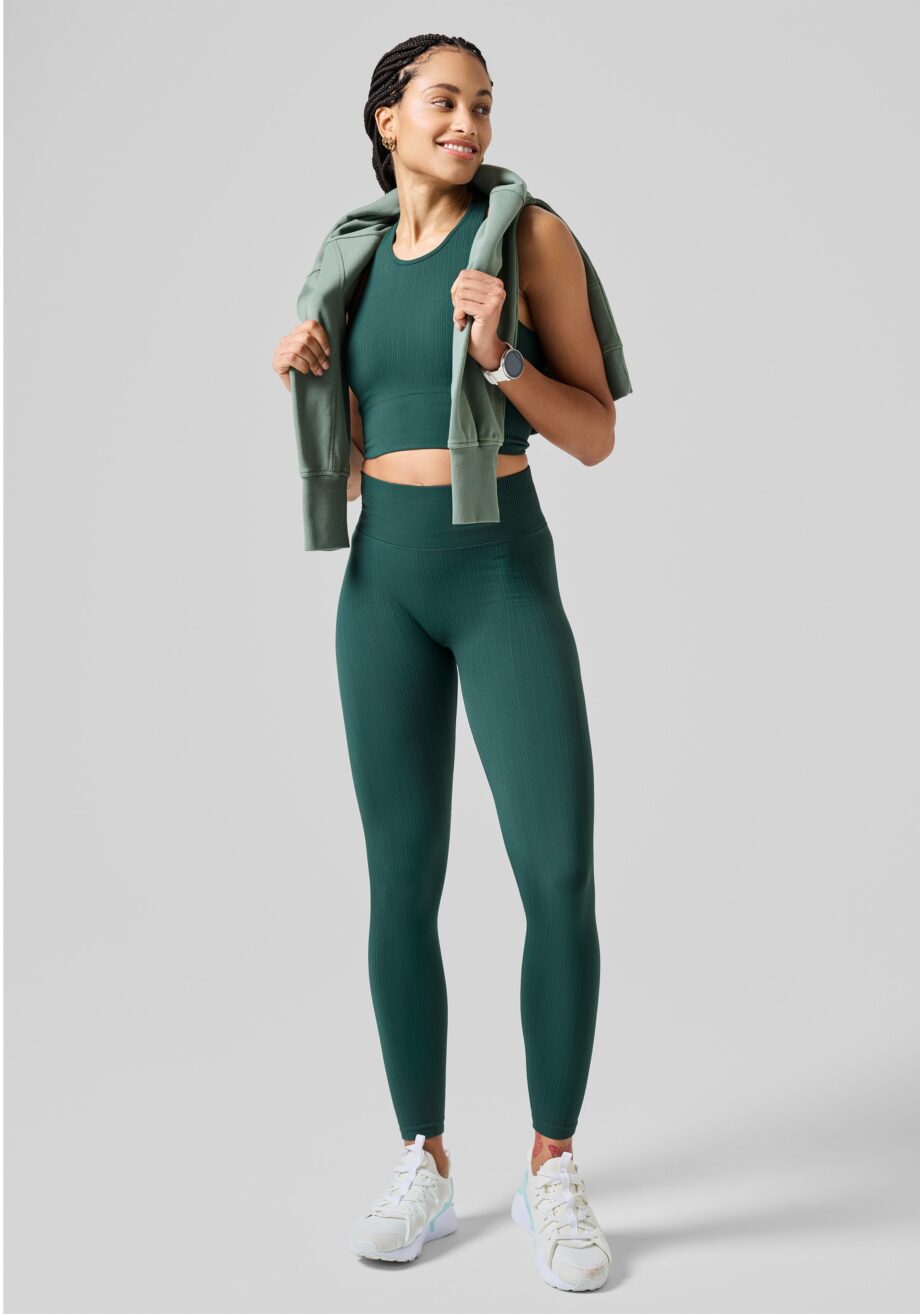 Casall Multi Rib Seamless High Waist Tights - Dark Pine