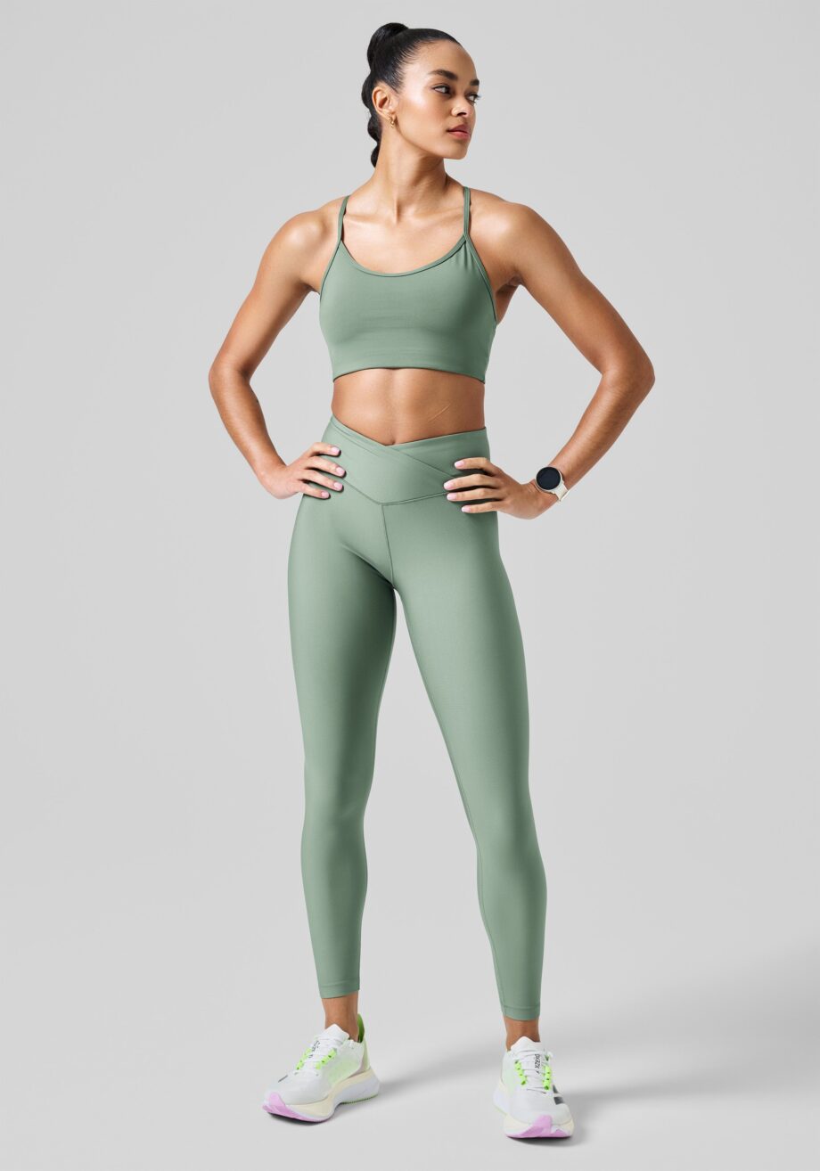 Casall Overlap High Waist Tights - Dusty Green